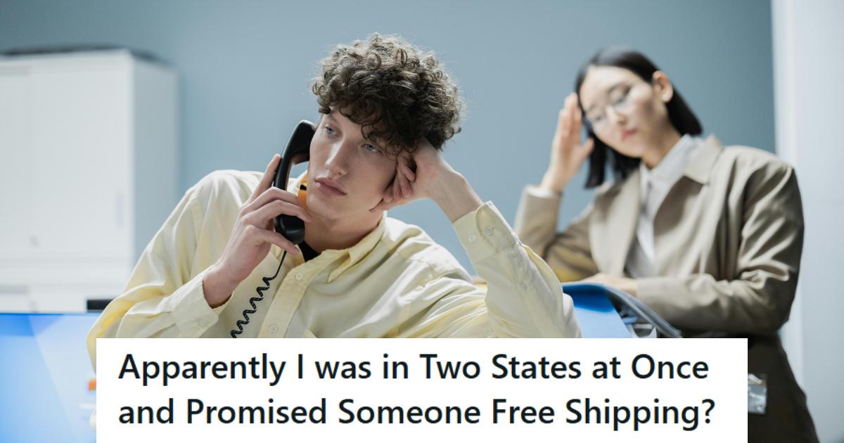 Man sitting on the phone listening to customer yell