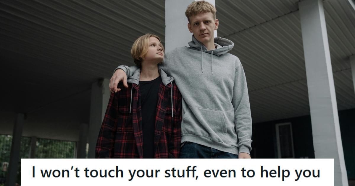 Older brother standing with his arm around his younger brother