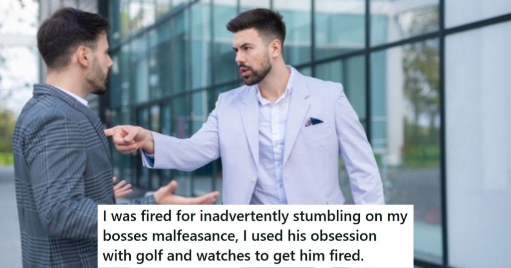 Two men arguing outside a building