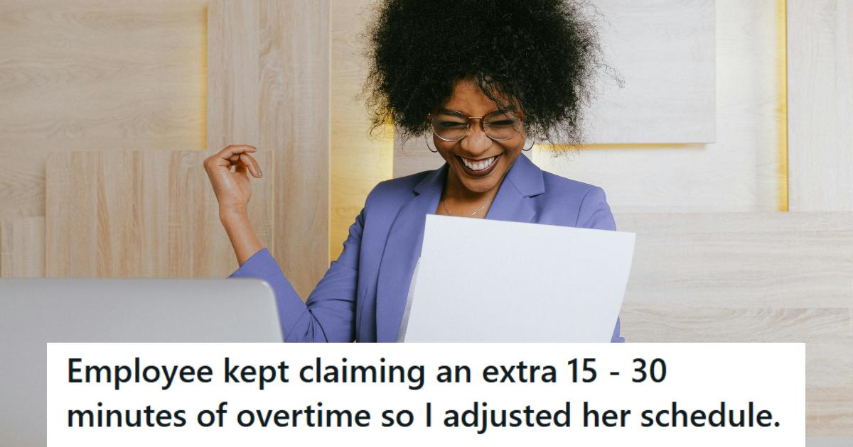 Woman manager smiling because she got back at her employee