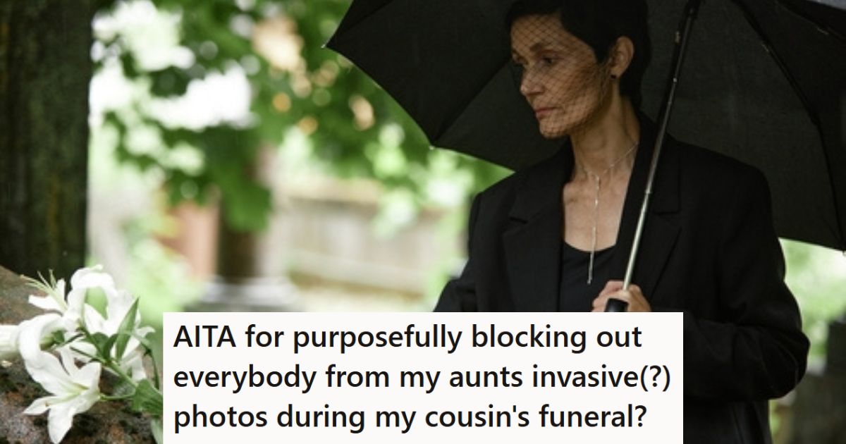 Woman in black at a funeral