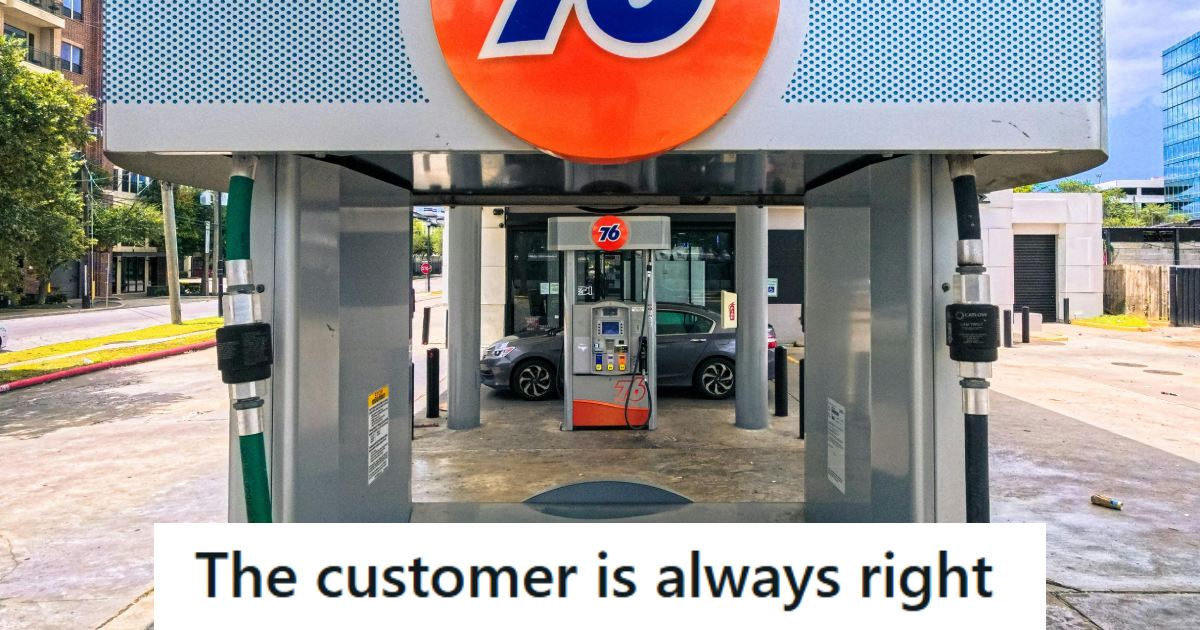 Outside view of a 76 gas station where customers are always right