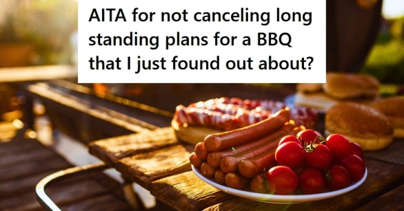 Barbecue party and plates with food