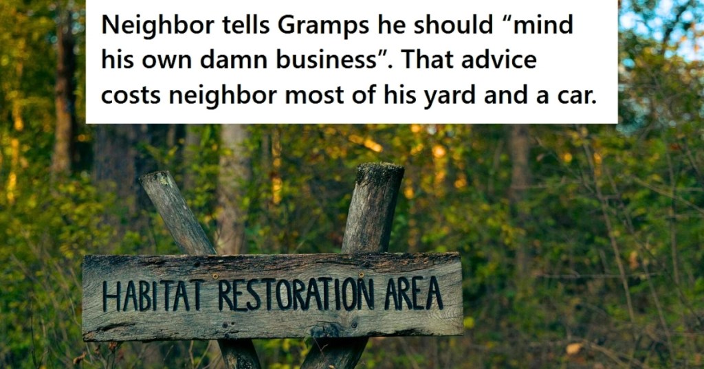 Habitat Restoration Area Sign in Forest