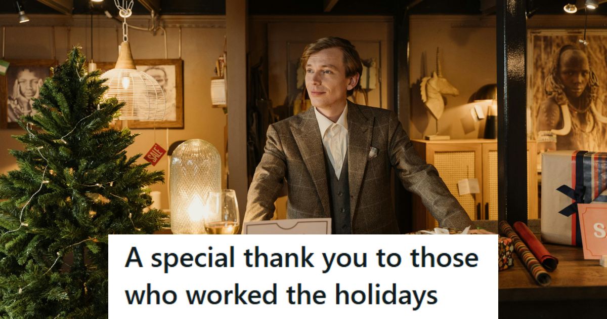 Man working at a store on the holidays