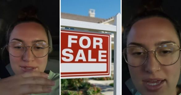 Woman talking about house prices