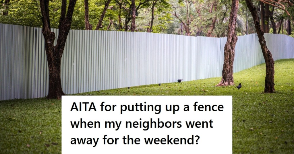 White fence in an urban park