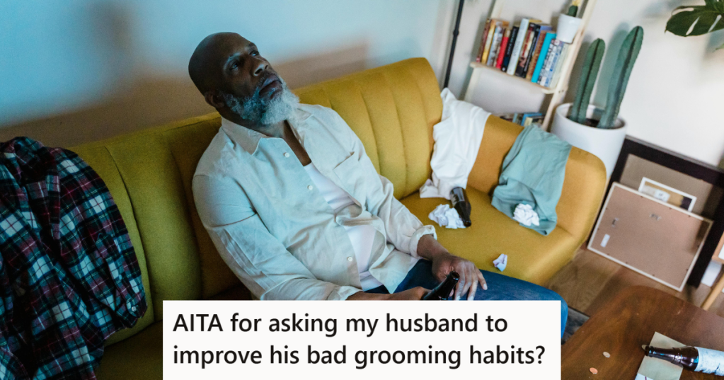 Old man sitting on a yellow couch