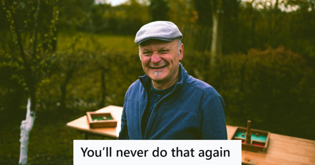 Old man in a hat standing in his lawn