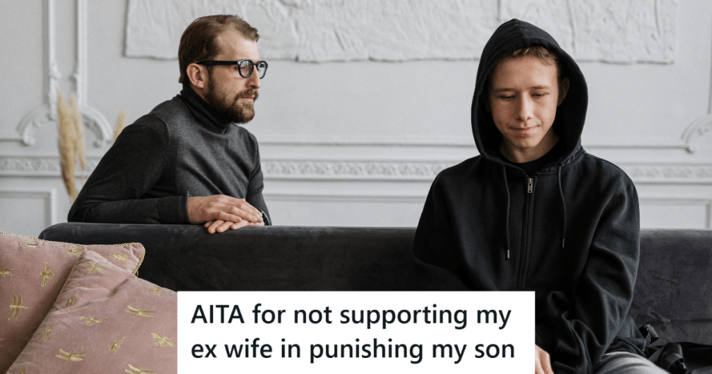 Boy in black hoodie and a man in glasses sitting together