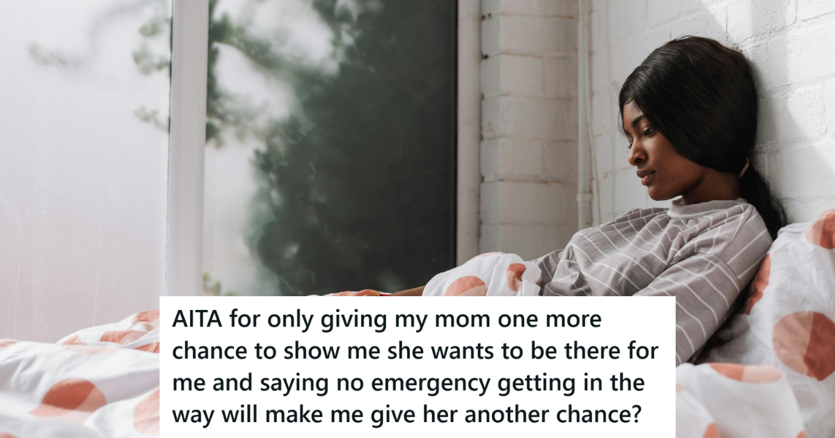 Girl sitting on bed looking sad