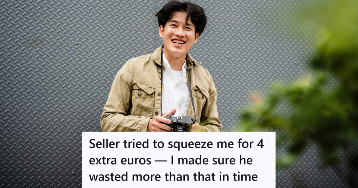 Curious Buyer Made A Deal Online To Buy A Camera, But The Seller Ended Up Demanding More Money And Never Showed Up man in brown jacket with camera in his hands