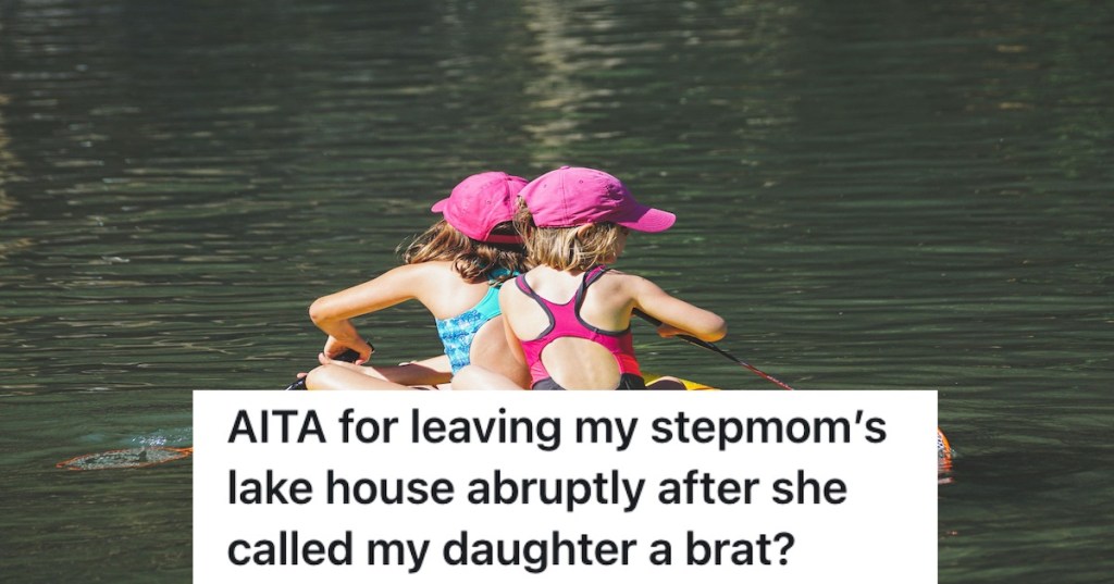 Two girls paddling on the lake