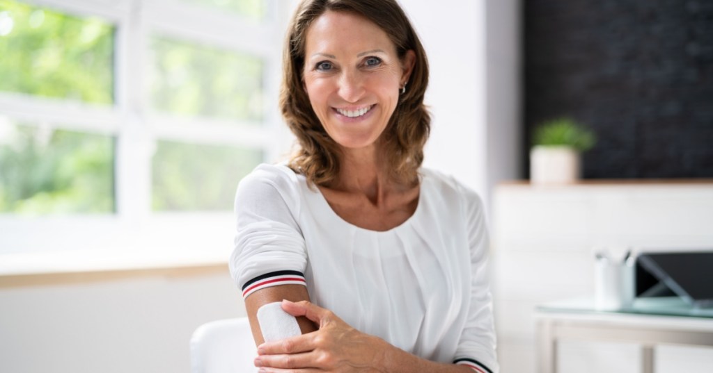 Woman wearing the nicotine patch