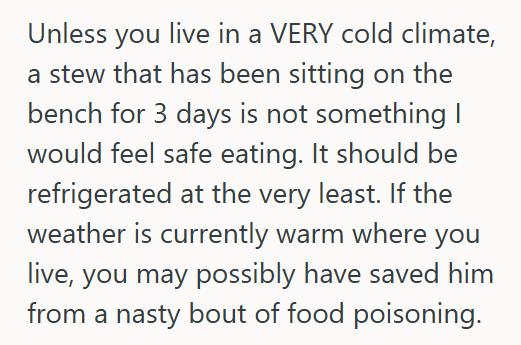 Old Food 2 Her Father In Law Left Stew Sitting Out On The Counter For Three Days, So She Thought It Was Trash And Tossed It