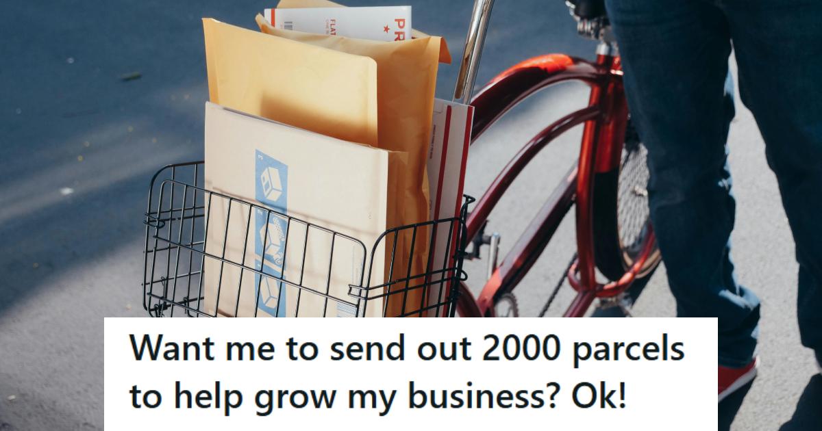 Parcels being picked up by a delivery driver on bicycle