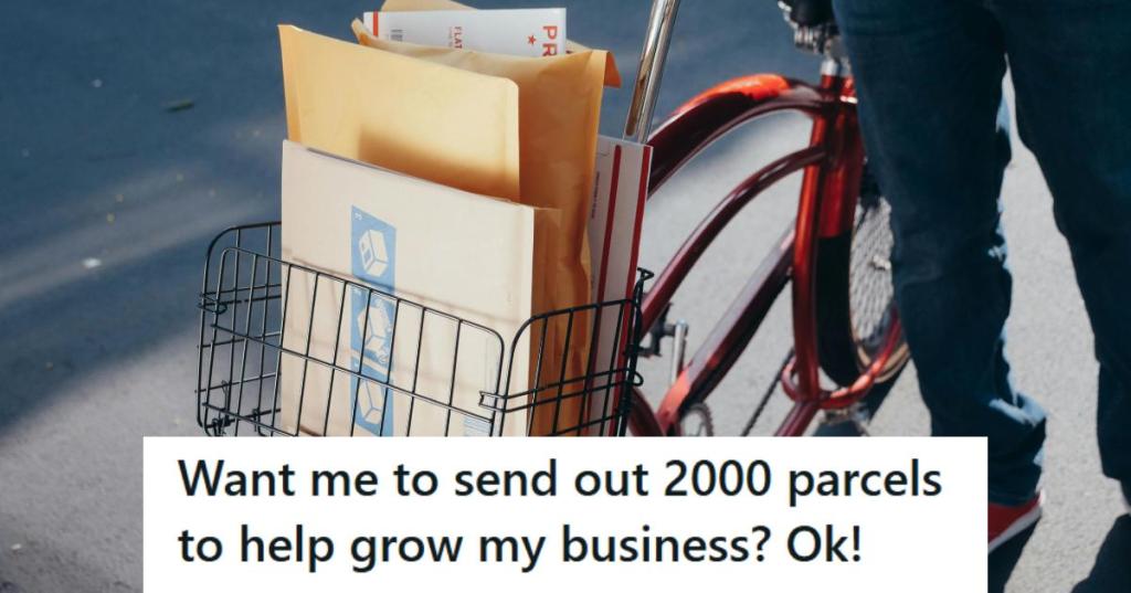 Parcels being picked up by a delivery driver on bicycle