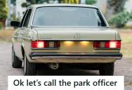A Man Tried To Blame This Guy’s Kid For Damage To His Car, But He Was Illegally Parked, So Calling The Park Officer Wrote Him A Ticket Instead