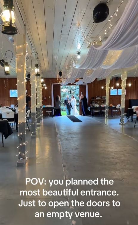 Couple walking down the aisle