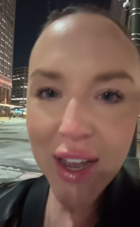 Woman talking to camera