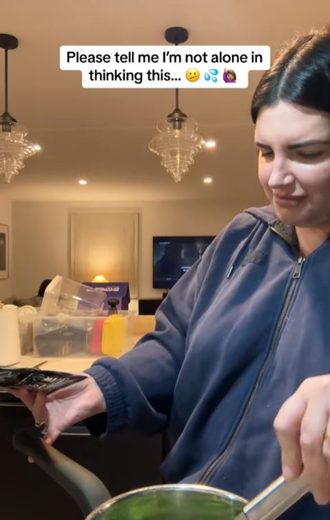 Woman trying to cook