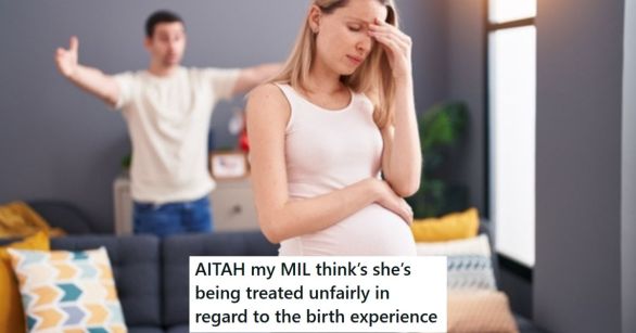 Upset pregnant mom