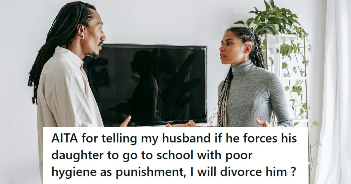 Husband and wife arguing about what the right punishment is for a kid