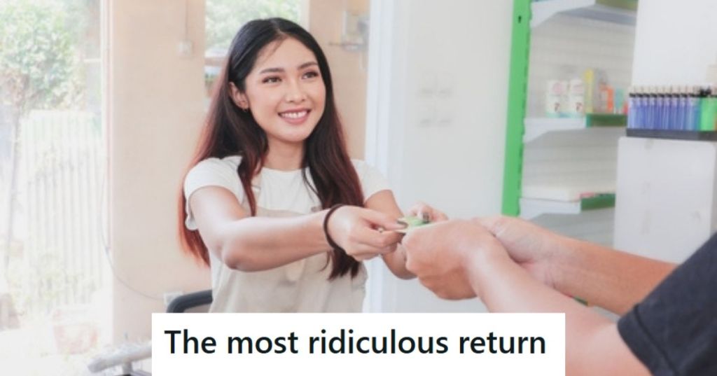 Retail worker taking a return