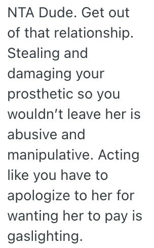 Screenshot 2025 08 07 at 12.24.21 PM His Girlfriend Hid And Damaged His Prosthetic Leg Because She Didnt Want Him Going On A Trip With Friends, So He Told Her He Wants Her To Pay For A Replacement