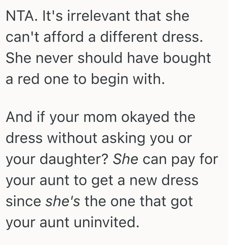 Screenshot 2025 08 11 at 11.48.48 PM Her Aunt Wanted To Wear A Burgundy Dress To Her Daughters No Red Sweet Sixteen, So This Woman Threatened To Uninvite Her If She Wont Change Her Dress