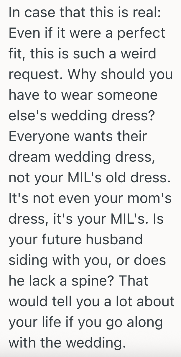 Screenshot 2025 08 12 at 10.28.32 AM Brides Future Mother In Law Wants Her To Wear Her Wedding Dress, But the Bride Points Out An Obvious Problem