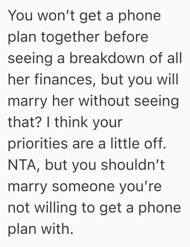 Screenshot 2025 08 12 at 11.22.13 AM She Wants To Join Her Fiancees Phone Plan So She Can Save Money, But Hes Worried She Wont Be Able To Pay Her Part