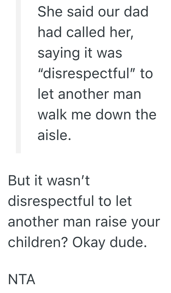 Screenshot 2025 08 12 at 12.53.43 PM Brides Stepdad Walks Her Down The Aisle, But When She Later Posts Pictures Of The Wedding On Social Media, Her Bio Dad Is Furious