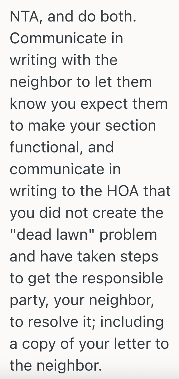 Screenshot 2025 08 14 at 5.22.04 PM HOA Sends Homeowner Letter About Their Struggling Grass, But The Homeowner Isnt Sure What To Do Since The New Neighbor Caused This Problem