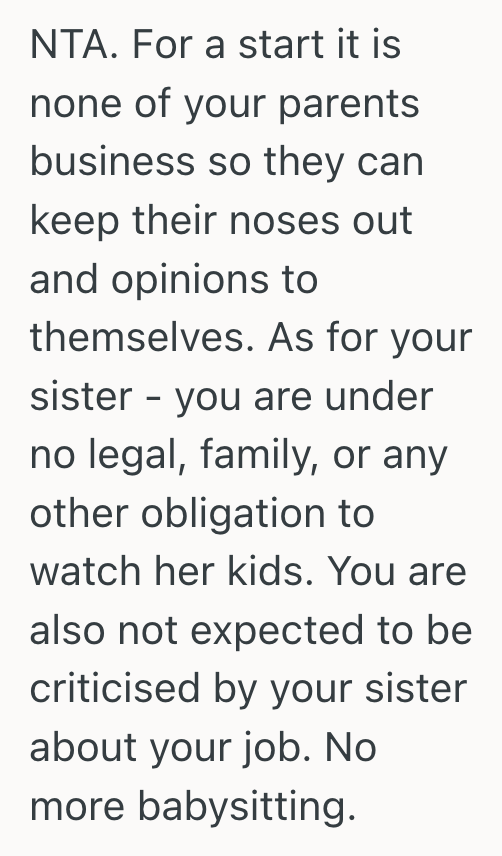 Screenshot 2025 08 15 at 11.18.05 AM Her Sister Insulted Her Job While Asking For Babysitting Help, So She Canceled And Left Her Sister Scrambling For A Last Minute Solution