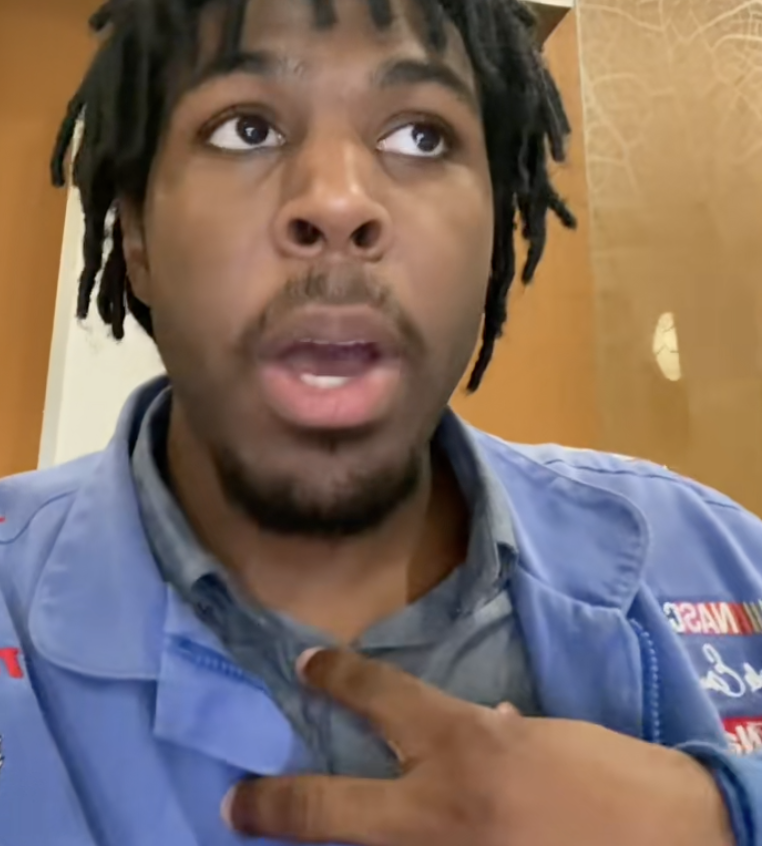 man talking about food