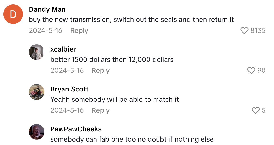 Screenshot 2025 08 16 at 4.54.45 PM A Mechanic Put Nissan On Blast For Hidden Transmission Costs In Its Cars.   There’s nothing available for this. An oil pan gasket, that’s all you can get.