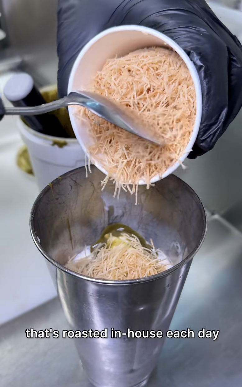 a milkshake being made