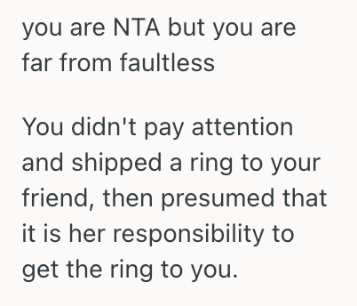 Screenshot 2025 08 21 at 12.46.21 PM Woman Accidentally Shipped A Ring She Ordered Online To A Friends House, But Her Friend Wasnt Willing To Send It Back