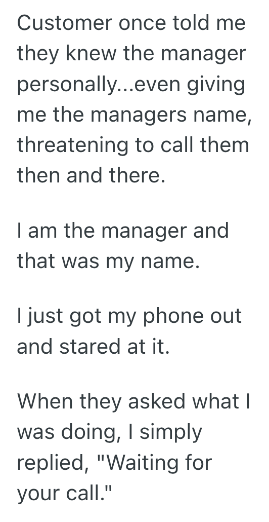 Screenshot 2025 08 21 at 7.34.04 PM Rude Customer Threatened To Call An Employees Manager, But They Called His Bluff And Nothing Ever Came Of It