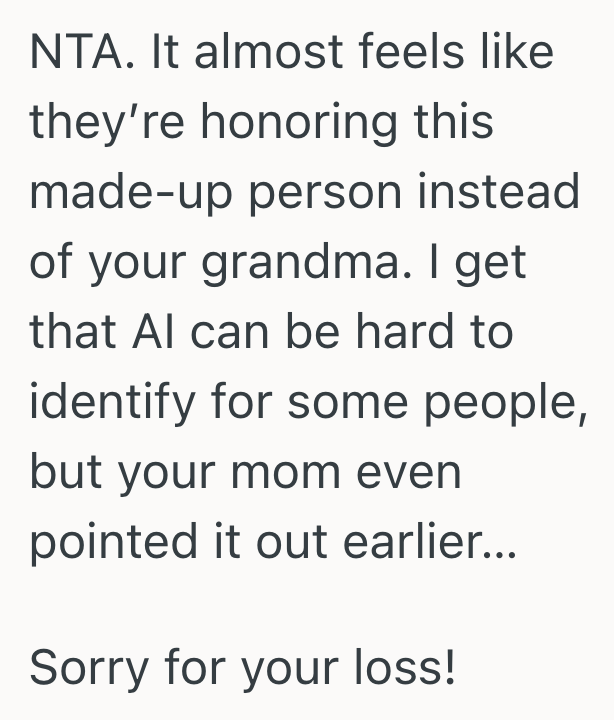 Screenshot 2025 08 25 at 11.40.44 AM Their Aunt Used An AI Picture Of Their Grandmother To Announce Her Passing, And She Refuses To Change It