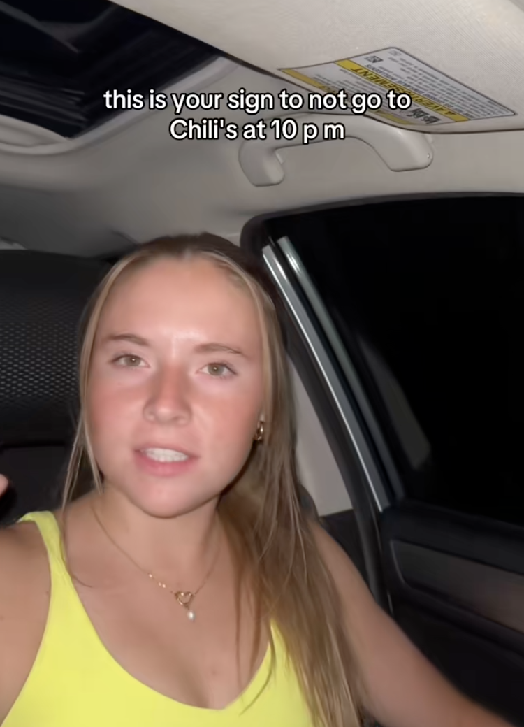 woman talking about chili's