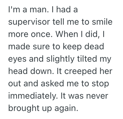 Screenshot 2025 08 27 at 11.07.34 AM Her Manager Told Her To Smile More, So She Took His Request Literally... Until It Became Creepy