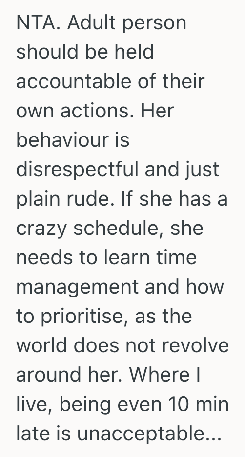 Screenshot 2025 08 29 at 1.00.01 PM Her Friend Kept Showing Up Nearly An Hour Late To Every Hangout, So She Finally Snapped And Now The Friendship May Be Over For Good