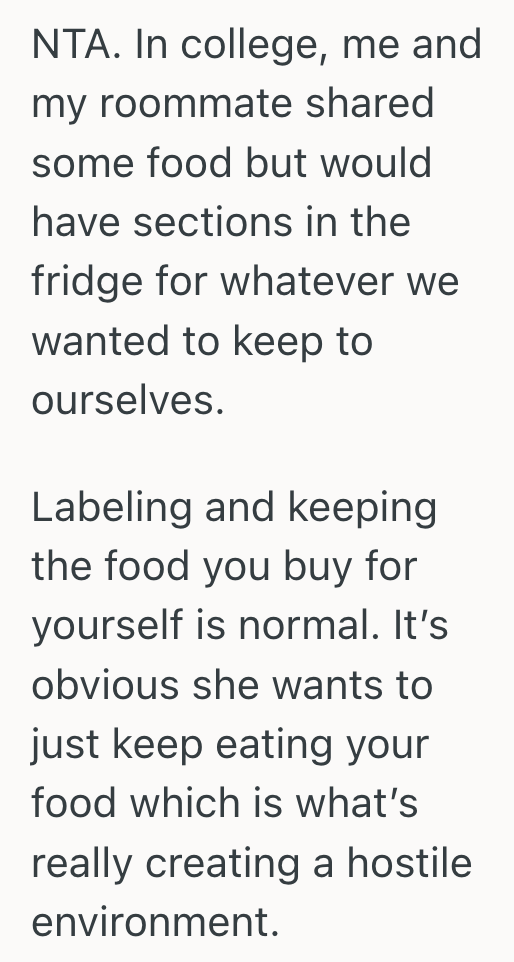 Screenshot 2025 08 30 at 3.50.46 PM She Bought A Mini Fridge To Stop Her Thieving Roommate From Eating Her Food, But She Called Her Petty And Started Telling Everyone She Was Creating A Hostile Environment