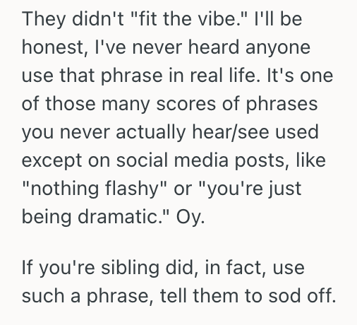 Screenshot 2025 08 31 at 4.54.53 PM He Learned Their Long Term Partner Wasnt Invited To Their Siblings Wedding, So They Decided Not To Attend At All