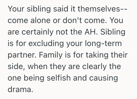 Screenshot 2025 08 31 at 4.55.23 PM He Learned Their Long Term Partner Wasnt Invited To Their Siblings Wedding, So They Decided Not To Attend At All