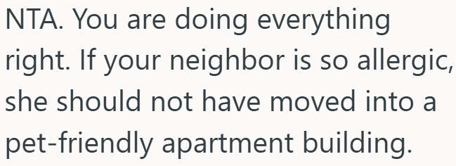 Screenshot 3 93475e Her Allergic Neighbor Wants Her Cat Out Of The Hallway, But They Live In A Pet Friendly Building