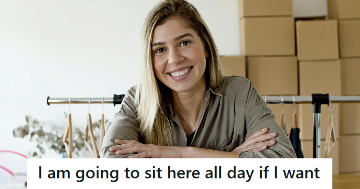 Woman smiling after dealing with an entitled customer