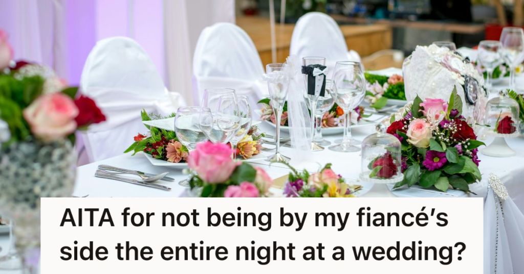 A bride and groom table at a wedding